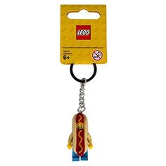 a lego key chain with a hot dog on it