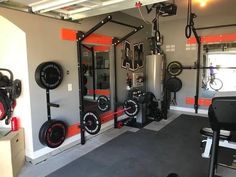 the inside of a home gym with various equipment