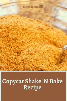 copycat shake'n bake recipe in a glass bowl with the title overlay