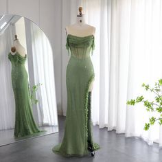 Luxury Crystal Silver Gray Mermaid Dubai Evening Dresses for Women Wedding Long Black Girls Prom Party Gowns SS403 – DreamyVow Green Evening Dresses, Dresses Orange, Rich Fashion, Green Evening Dress, Dress Drawing, فستان سهرة, Prom Gown, Dress 100, Corset Dress