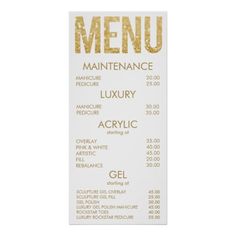 Black & Gold Glitter Salon Menu Wall Poster Menu Wall, Nailart French, Nail Salon Prices, Beauty Nail Salon, Nail Salon Interior Design, Salon Price List, Hair Salon Interior