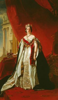 a painting of a woman in an ornate dress and tiara, standing with her hands on her hips