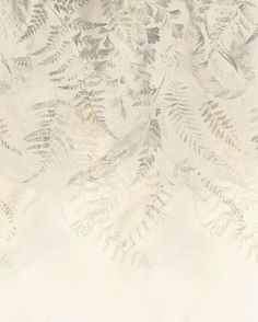 an image of a white and silver wallpaper with leaves on it's side