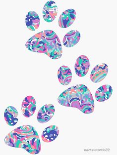 an animal paw print with many different colors