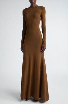 Brandon Maxwell The Vanessa Long Sleeve Rib Sweater Dress | Nordstrom Aerie Dress, Long Sleeve Dresses Fall, Desert Palm, Monochromatic Fashion, Rib Sweater, Brandon Maxwell, Ribbed Sweater Dress, Cashmere Dress, Full Skirt Dress