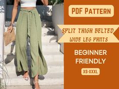 Wrap Pants Pattern Wide Leg Pants Split Thigh Sewing Digital Xs-xxxl Palazzo Pants - Etsy Wrap Pants Pattern, Palazzo Pants Pattern, Pattern Wide Leg Pants, Pants Pattern Free, Harem Pants Pattern, Wide Leg Pants Pattern, Thigh Belt, Wrap Pants, Pants Sewing Pattern