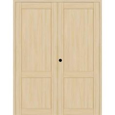 a wooden door with two doors on the front and side panels in light wood finish