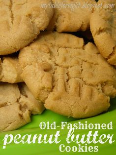 old fashioned peanut butter cookies on a green plate