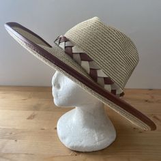 Stylish And Functional Wide Brim Sunhat From San Diego Hat Company. This Is The Boss Fedora In Natural Straw Color With A Tri-Color Chunky Braid Around The Crown, And Rust Trim. The Hat Is Adjustable To Most Head Sizes With A Drawstring, And Provides Upf 50+ Protection. Brand New With Tags Inner Diameter: 57 Cm Brim Width: 4" Chunky Braids, San Diego Hat, The Boss, Wide Brimmed, The Crown, Tri Color, Tan Brown, Upf 50, Sun Hats