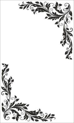 an ornate black and white frame with leaves on the border, for text or image