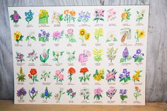 an image of flowers that are painted on the side of a wooden wall with wood planks