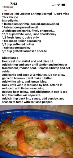 the recipe for shrimp scamps is shown in an image above it's description