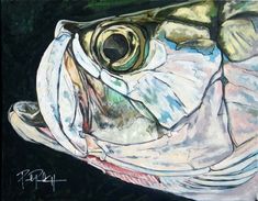 a painting of a fish that is looking at the camera