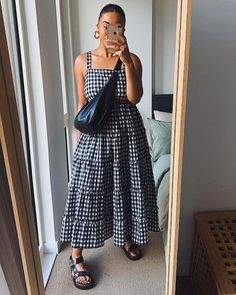 Mode Boho, Looks Street Style, New Rock, Gingham Dress, Looks Style, Looks Vintage, Spring Summer Outfits