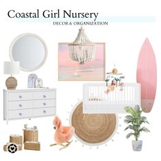 coastal girl nursery decor and organization