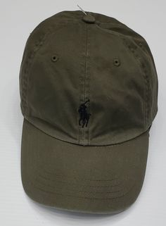 Nwt Polo Ralph Lauren Olive Small Pony Hat - Unique Style Casual Solid Brimmed Baseball Cap, Classic Khaki Cap, Classic Khaki Baseball Cap, Classic Green Hat One Size Fits Most, Classic Green Visor Hats, Casual Green Visor Sun Hat, Casual Wide Brim Khaki Hat, Casual Khaki Cap, Casual Khaki Baseball Cap With Short Brim