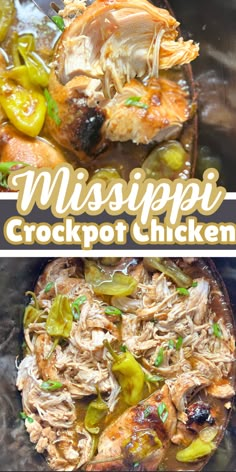 this is an image of mississippi crockpot chicken