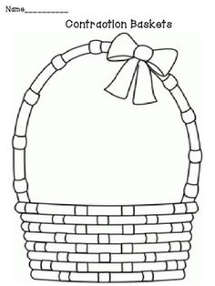 a basket with a bow on the top is shown in black and white, as well as