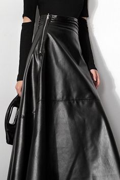 Womens Leather Skirt, Skirts Korean, Long Leather Skirt, Clothes Korean Style, Payment Received, Skirt Women, Faux Leather Skirt, Maxi Skirts, Slim Waist