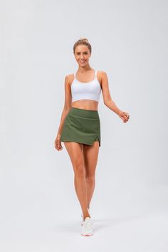 74% Nylon. 26% Spandex 4-way stretch. breathable and sweat-wicking High waisted design Crisp and stylish Wear resistant Liner shorts with side pockets 2-in-1: Built-in shorts for comfort & protection (shorts are not separate) Perfect for both sports activities and daily life Athleisure Stretch Nylon Tennis Skirt, Athleisure Stretch Tennis Skirt For Yoga, Functional Stretch Nylon Tennis Skirt, Functional Nylon Stretch Tennis Skirt, Sporty Short Inseam Tennis Skirt For Workout, Sporty Stretch Tennis Skirt For Sports, Sporty Stretch Athletic Shorts For Tennis, Solid Color Stretch Activewear For Tennis, Functional Stretch Tennis Skirt With Go-dry