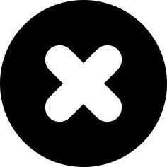 a black and white circle with an x in it