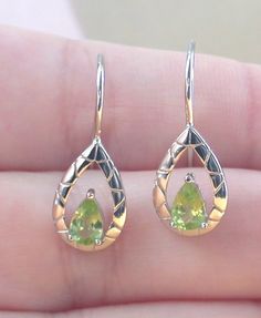 Sterling Silver Peridot Hook Earrings | Peridot Stud Earrings UK Peridot Jewelry, Peridot Necklace, Necklaces Pendant, Peridot Gemstone, Silver Jewelry Fashion, Swarovski Jewelry, Earrings Stud, Cuff Earrings, 925 Sterling Silver Earrings