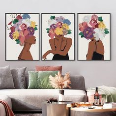 PRICES MAY VARY. 1.Wall Art Prints On Canvas : 3Pcs Beauty Wall Art Poster. Two sizes are available: 12x16inch (30x40), 16x 24inch (40x60cm), please check the size before ordering. Frame not Include! So you need to prepare photo frames of the same size by yourself. 2. Flower African Woman Wall Art is printed on canvas which is a kind of better material for the poster, it is bright colors, soft texture, high toughness, anti-wrinkle, easy to maintenance, UV resistant, fade-resistant indoor feature Black Skin Girl, Posters For Bedroom, American Wall Art, African American Wall Art, Bathroom Artwork, Prints Fashion, Painting Pictures, Cow Canvas, Modern Wall Art Canvas