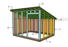 a shed with measurements for the roof and side walls, including the top half of the building