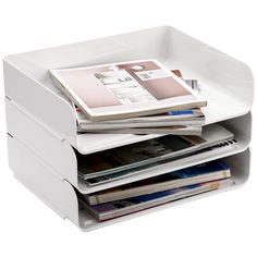 PRICES MAY VARY. Our set of 3 stackable white paper tray, each measures 12.4"L X 9.7"W X 2.7"H. When stacked to be 3 tier rack, it measures 8"H. An ideal size for you to organize your workspace or create a spot for employees to exchange documents. Premium Quality: The document trays are made of durable, break-resistant ABS plastic, sturdy and heavy-duty, featuring uneven design to prevent container slippage, which provides lasting use. Easy to Assemble & Access: These letters trays boast channel Desk File, Mail Room, Leather Desk Pad, Paper Magazine, Desk Organizer Set, Letter Tray, Desk Tidy, Paper Tray, Leather Desk