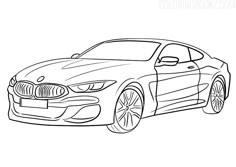 a drawing of a bmw car