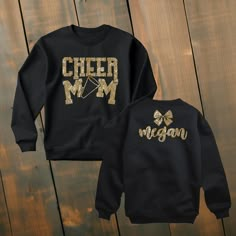 Custom Glitter Cheer Mom Sweatshirt Show your spirit with our Sparkling Cheer Mom Sweater, designed to make you shine brighter than the cheer squad :) ! *This custom shirt is handmade with professional vinyl. *Our shirts are unisex and are true to size! *In the photo's you will be able to see the custom options in regards to color that you may choose from. *We use 100% cotton shirts. The glitter material does not wash off and will last through multiple washes.  *If your shirt color is out of stock we will contact you as soon as possible to see if you would like to change shirt colors. By purchasing from us you agree to the following statements: *Due to the custom nature of this item we do not accept exchanges or refunds. *We are also not responsible for lost packages. Please contact your l Cheer Mom Shirt, Cheer Gear, Cheer Mom Shirts, Competitive Cheer, Cheer Coaches, Cheer Gifts, Cheer Shirts, Mom Sweater, Cheer Team