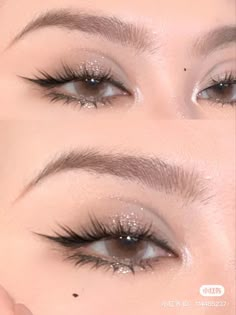 Eyes Mekup Idea, Simple Black And Gold Makeup, Nice Makeup Looks Simple, Prom Makeup Cool Tones, Douyin Birthday Makeup, Cool Brown Makeup, Enhypen Concert Makeup, Make Up For White Dresses, Douyin Wedding Makeup