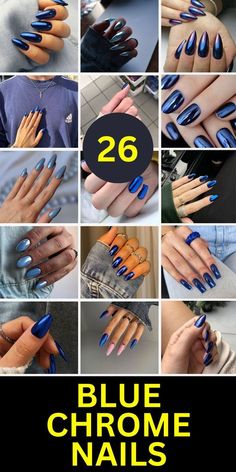 French Tip Designs, Electric Art, Blue Chrome Nails, Blue Coffin Nails, Navy Nails, French Tip Design, Acrylic Ideas, Blue Chrome