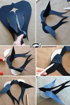 how to make a bird out of paper with scissors and glue on the bottom part