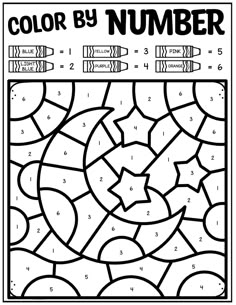 the color by number worksheet for kids to learn how to use numbers and colors