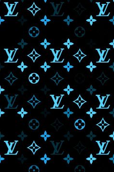 blue louis vuitton pattern on black background