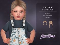 The Sims Resource - Kelsea (Toddler Hairstyle) The Sims 4 Resource, Sims 4 Resource, Toddler Hair Sims 4, Sims 4 Toddler Clothes, Sims Baby