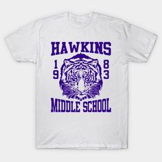 Hawkins Middle School Tigers 1983 -- Choose from our vast selection of Crewneck and V-Neck T-Shirts to match with your favorite design to make the perfect graphic T-Shirt. Pick your favorite: Classic, Boxy, Tri-Blend, V-Neck, or Premium. Customize your color! For men and women. Hawkins Middle School, Stranger Things Merchandise, Stranger Things Tshirt, Gq Fashion, Tiger T Shirt, Writing Styles, Breaking Bad, Perfect Shirt, T Shirt Design