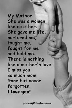 a mother holding her child's hand with the words, my mother she was a woman