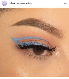 Blue Eyeliner Looks, Blue Eyeliner Makeup, Cute Eye Makeup, Cool Makeup Looks, Colourpop Cosmetics, Gone Forever