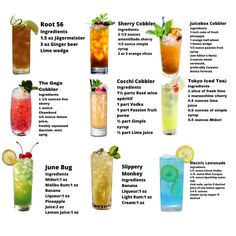 the different types of cocktails are shown in this chart