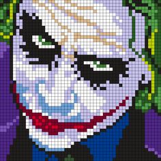 a close up of a pixellated image of the joker