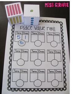 a piece of paper that says place value roll