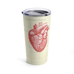 "The human heart is filled with secrets, which is why we have made it the subject of this, 20oz tumbler. Featuring a beautiful heart anatomy design with heart rhythms backdrop, it also has the added bonus of keeping your drink cold for hours on end. \"Hey, Honey think fast!\" Don't miss a beat as you spin around with your favorite drink in hand. Whether you're using it at work or at home, this tumbler is a great way to show your love for the heart. This is the perfect gift for any doctor or radi Radiology Doctor, Doctors Humor, Radiology Humor, Anatomy Design, Cardiologist Gift, Radiology Tech, The Human Heart, Heart Anatomy, Nuclear Medicine