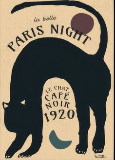 a poster with a black cat and the words paris night written in french on it