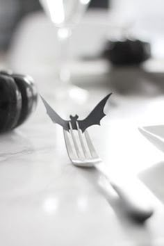 a knife and fork are on the table