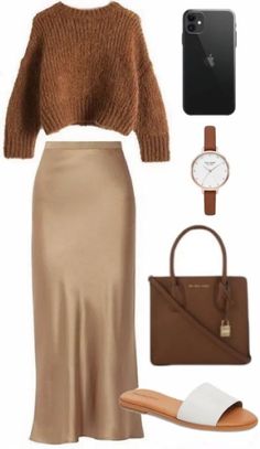 best outfit with satin mide skirt street style stylish look outfit ideas winter fall 2023 Winter Date Outfits, Winter Mode Outfits, Chique Outfit, Outfit Chic, Rock Outfit, Silk Outfit, Slip Skirts, Mode Casual, Looks Street Style