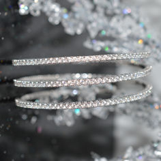 A ladies platinum finish sterling silver triple wrap flexible bracelet with simulated diamonds. Flexible Bracelet, Coil Bracelet, The Sting, Mens Accessories Fashion, Silver Bracelets, Bangle Bracelets, Gold Bracelet, Platinum, Jewelry Accessories