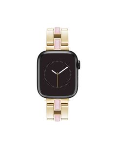 Anne Klein Rose Quartz/Gold-Tone Gemstone Accented Bracelet Band for Apple Watch® Modern Pink Bracelet Strap Watch Bands, Modern Pink Watch Bands With Bracelet Strap, Trendy Pink Bracelet Strap Apple Watch Band, Modern Pink Adjustable Watch Accessories, Pink Bracelet Strap Apple Watch Band, Pink Rectangular Bracelet Strap Apple Watch Band, Pink Rectangular Apple Watch Band With Bracelet Strap, Elegant Pink Watch Accessories With Bracelet Strap, Pink Rectangular Watch Band With Bracelet Strap