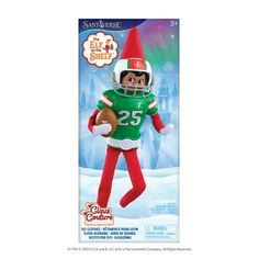 the elf is holding a football in his hand